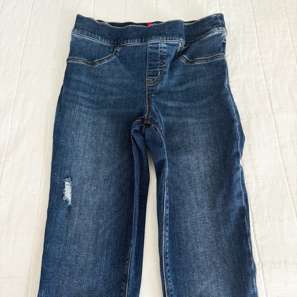 Spanx Jeans Women's SMALL Blue Jean Ankle Skinny Distressed Pull On Jegging‎ - Picture 4 of 10